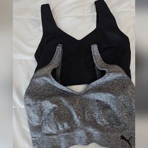 Nwot 2 Puma Black and Gray Adjustable Strap Sports Bras XL